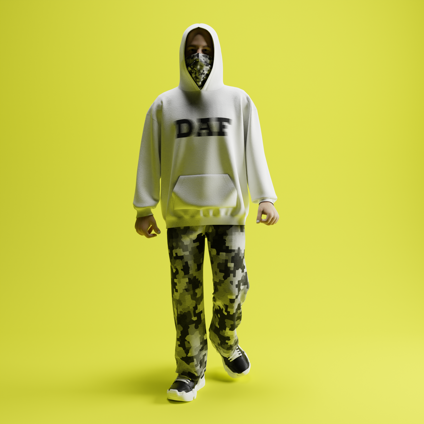 360 Walking Animation w/ Hoodie - 3D Mockup